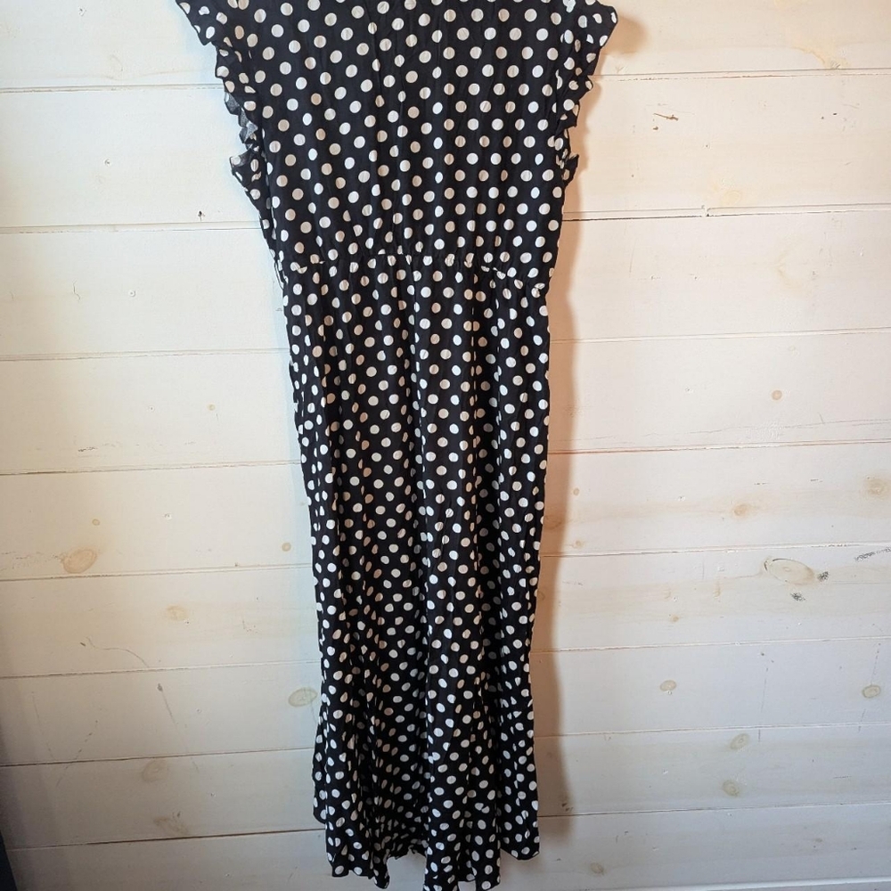 Grecerelle dress women’s 2XL black white polka dot wrap midi - Picture 3 of 8